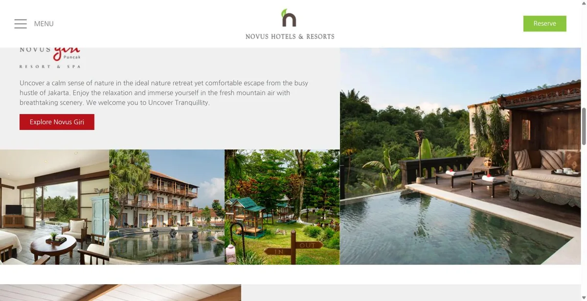 Novus Hotels & Resorts — product mockup
