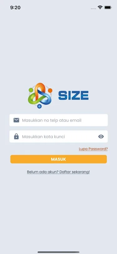 Layar 1 dari 3 — SIZE
