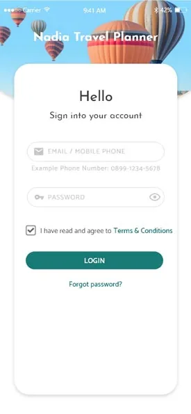 Layar 1 dari 4 — NADIA Travel Planner